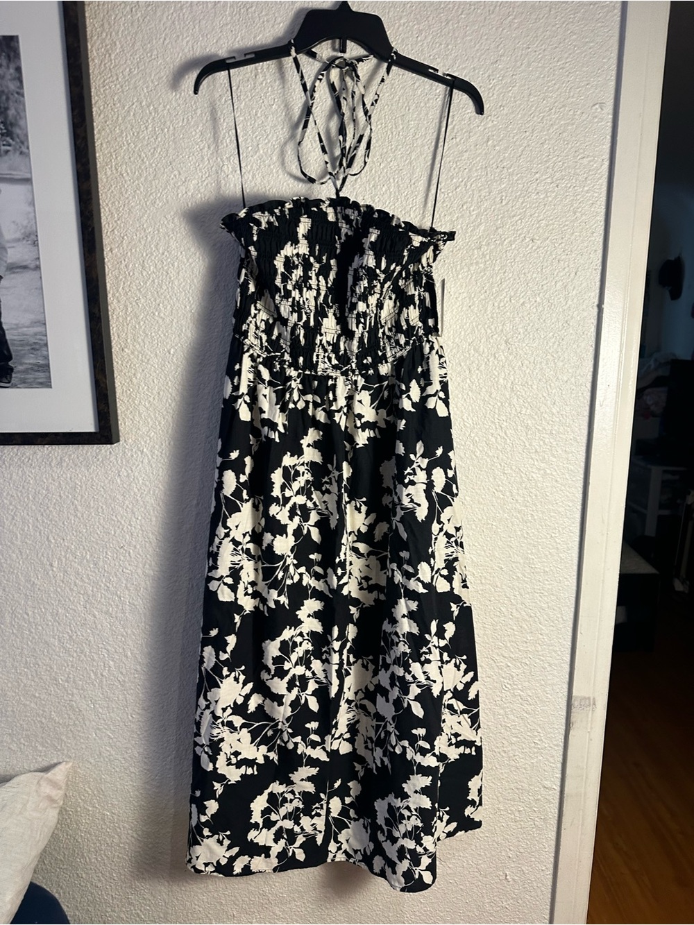 a new day Black and White Floral Halter Maxi Dress